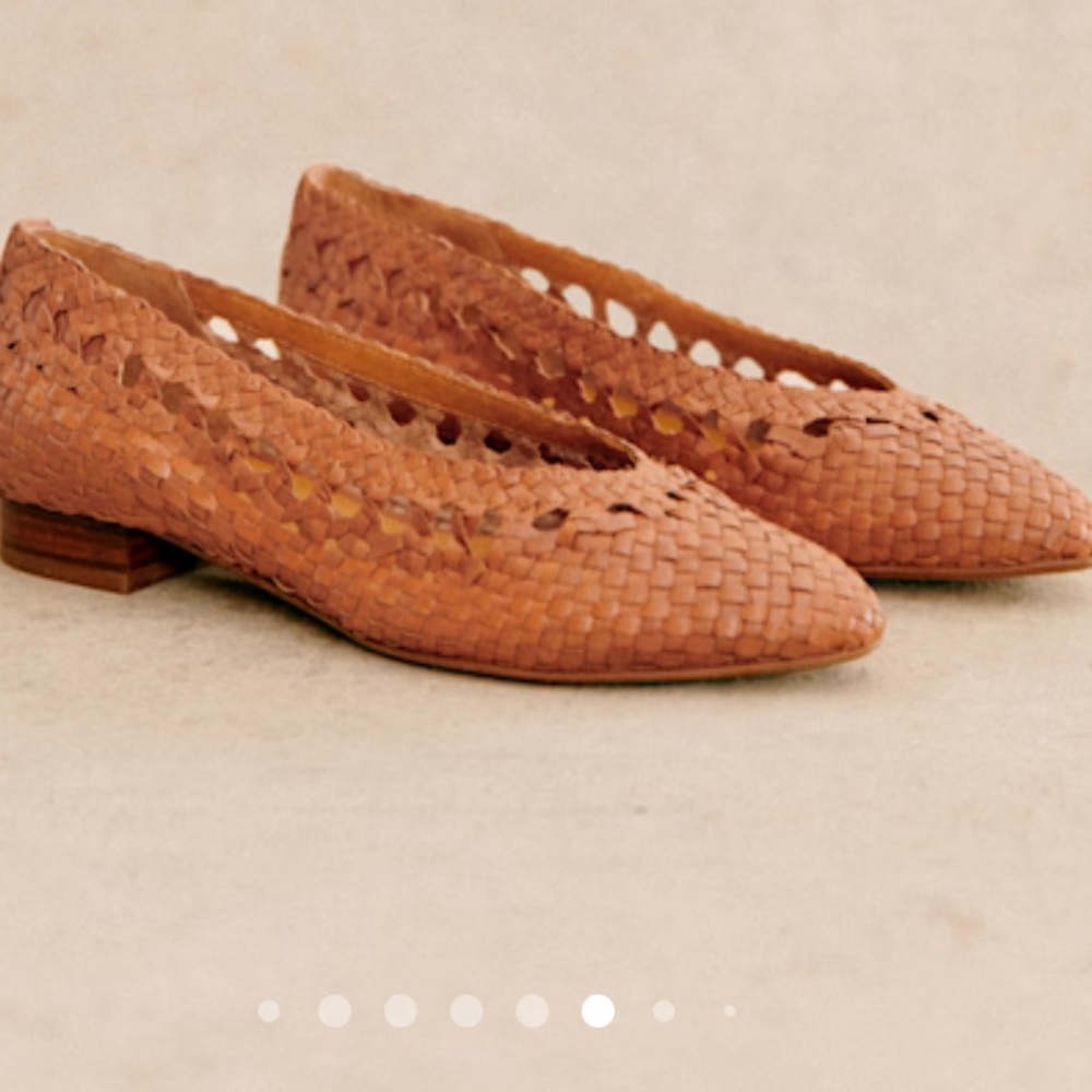 Sezane Woven Leather Flats in Tan - Picture 5 of 13